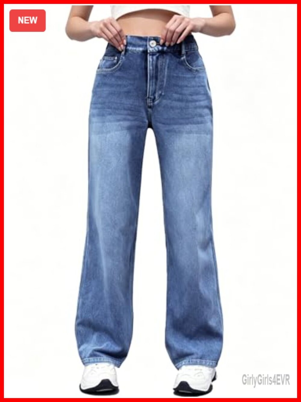 High Stretchy Sweatpant Jeans Womens Wide Leg Pull On Comfort Denim Look